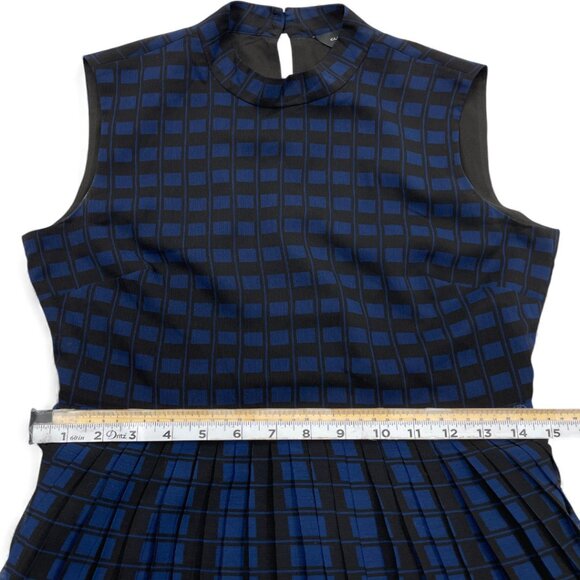 Club Monaco Pleated Tiered Blue Tartan Plaid Maxi Midi Dress Women's Size 4 - Picture 11 of 13